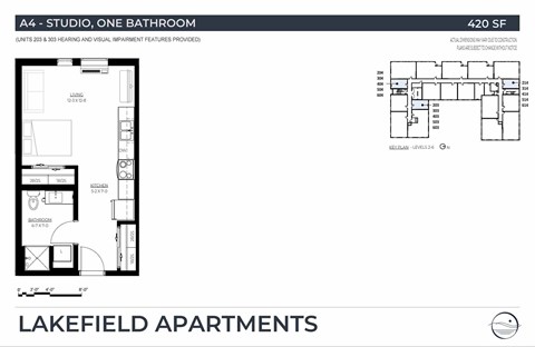 Floor plan for studio, 1 bath, 421 sqft